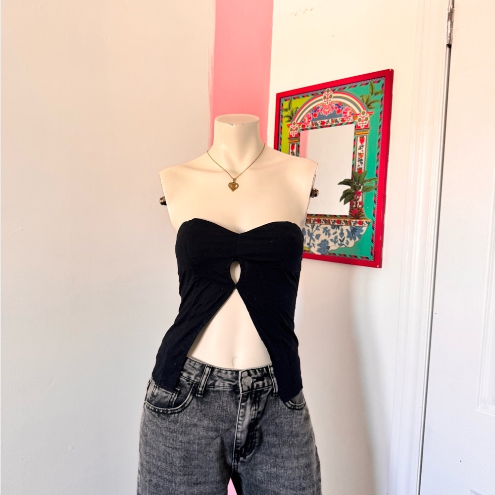 Peppermayo Strapless Black Bandeau Crop Top